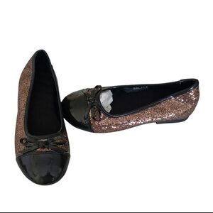 Toddler Girls Black & Gold Sequin Ballet Mary Jane Flats Shoes Size 11 NEW